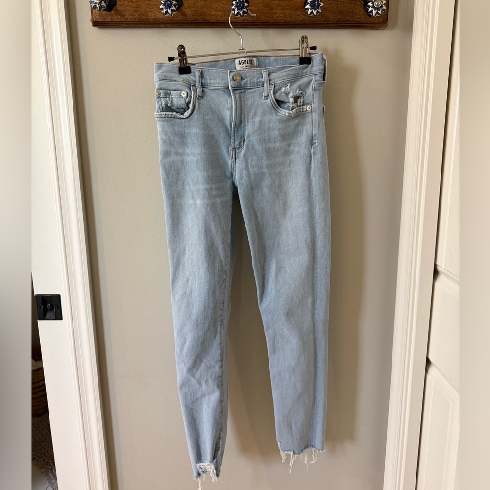 AGOLDE Light Blue Women's  Stretch Raw Hem Jeans